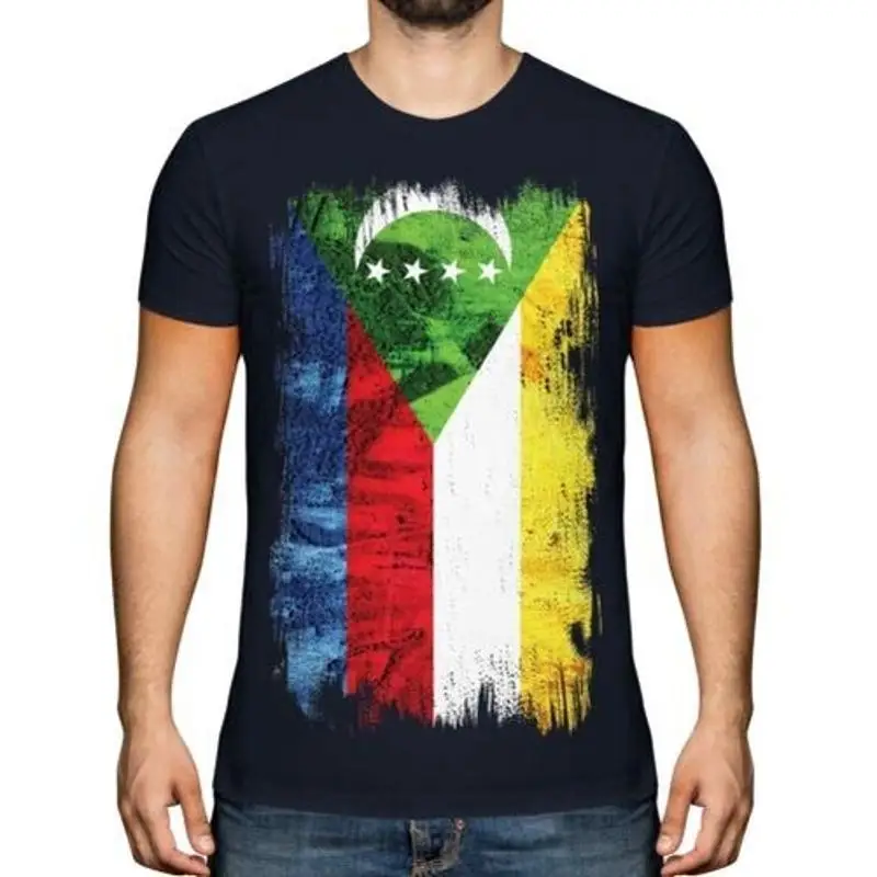 МУЖСКАЯ ФУТБОЛКА COMOROS GRUNGE FLAG TEE TOP KOMORI COMORES JUZUR AL-QAMAR COMORIAN