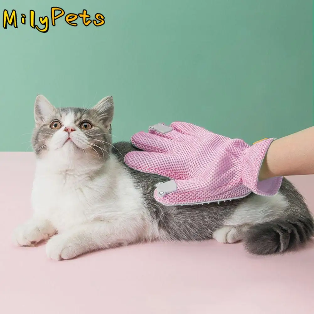 Перчатки для удаления шерсти с мультяшным котом, силиконовые мягкие перчатки с щеткой для ванны для собак, дышащая сетчатая ткань, щетка для удаления шерсти домашних животных, чистка