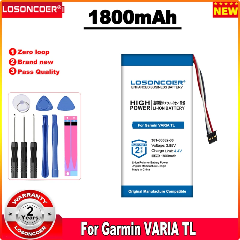 Аккумулятор LOSONCOER 1800 мАч 361-00082-00 для Garmin Varia TL, RTL510, Varia RTL501, 010-01951-00