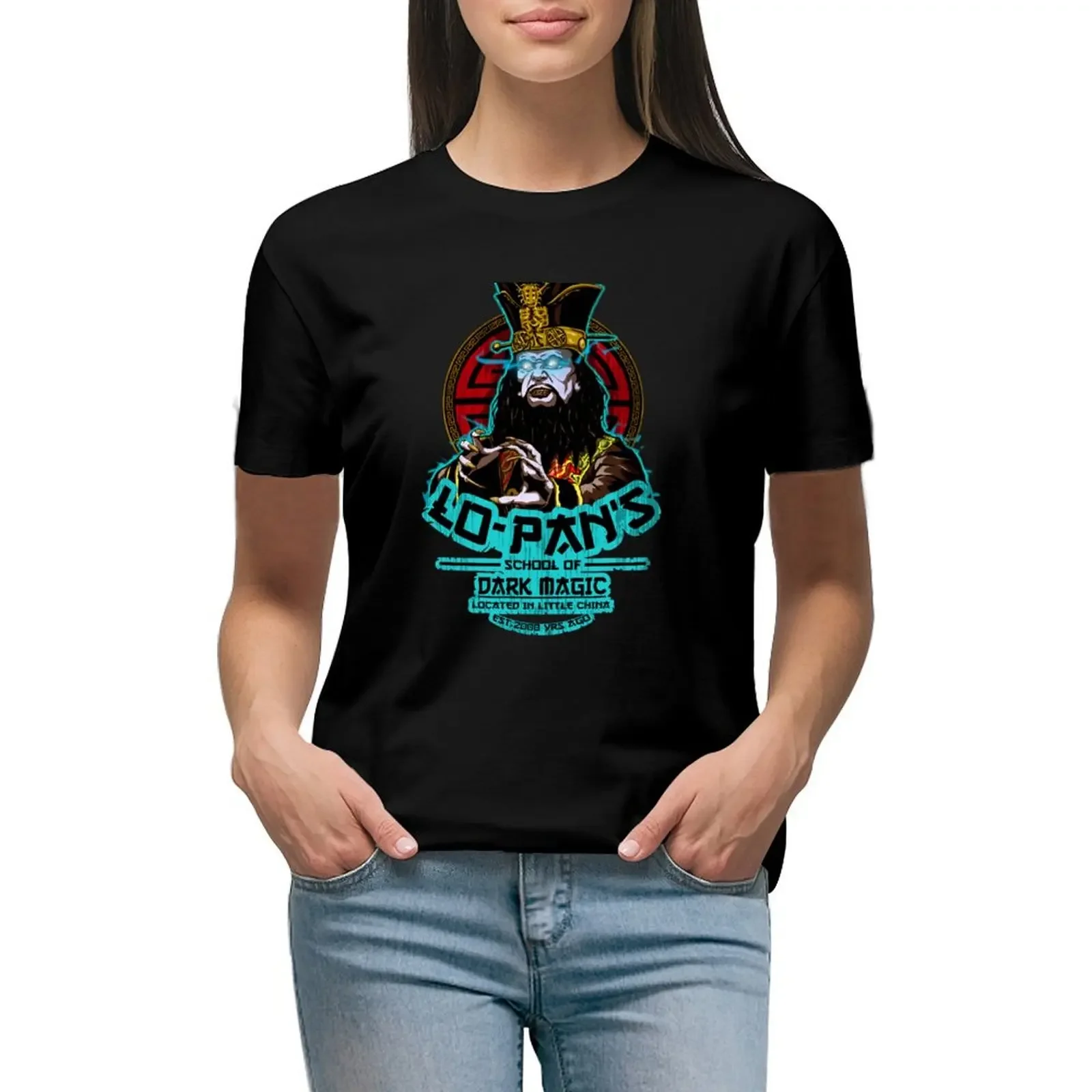 Футболка LO PAN SCHOOL OF DARK MAGIC, рубашка с животным принтом для девочек, новое издание, черные футболки на заказ для женщин