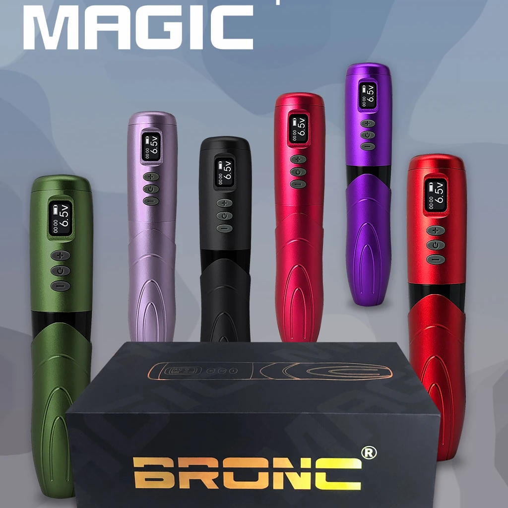 BRONC Professional Tattoo MAGIC Беспроводная ручка для татуировки и наборы машин PMU для татуировки