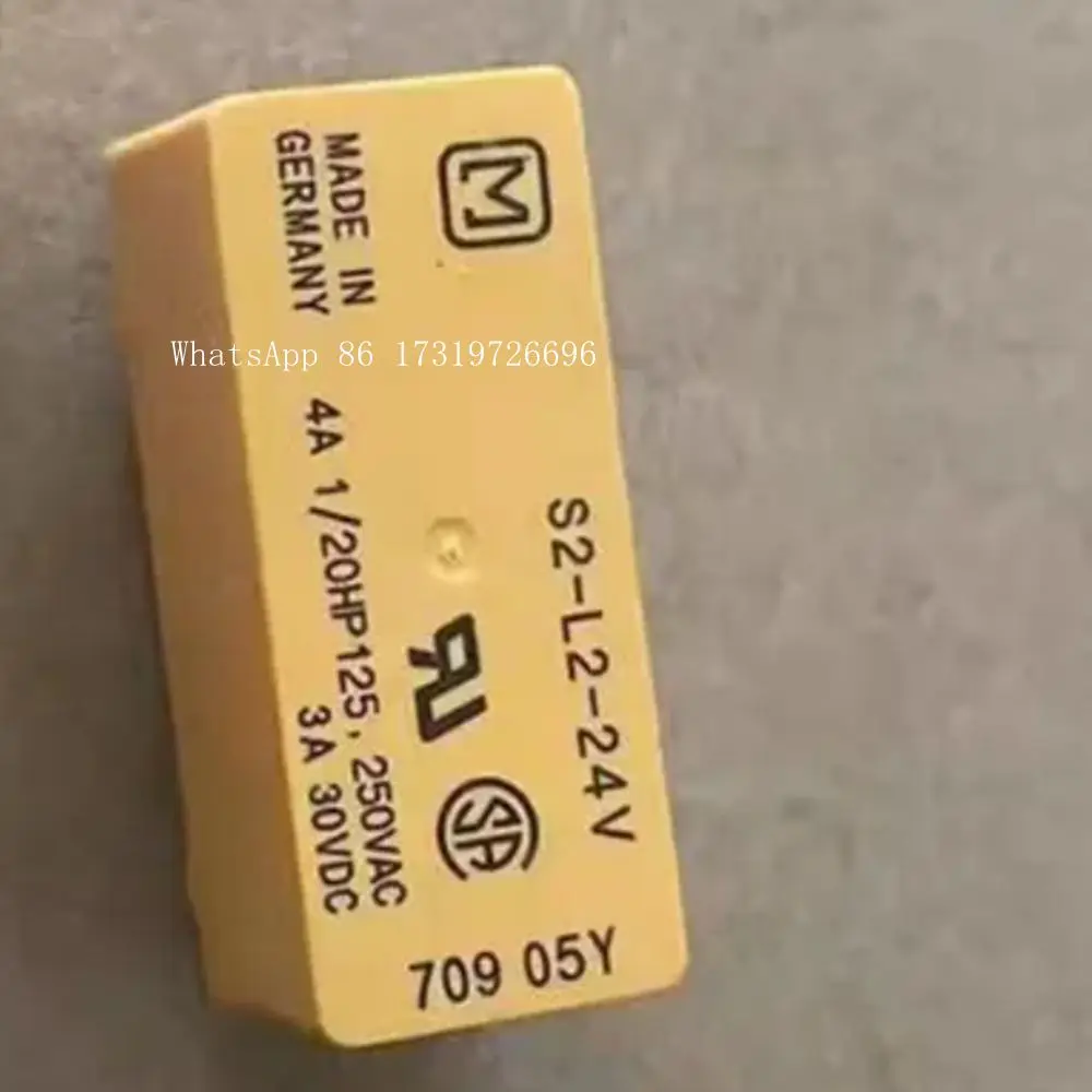 Силовое реле S2-L2-DC24V, DPST-NO, DPST-NC, 24 В постоянного тока, 4 А, серия S, сквозное отверстие, двойная катушка с фиксацией