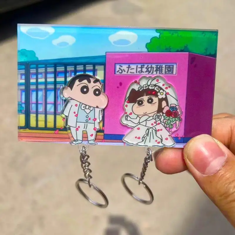 Kawaii Crayon Shin Chan брелок для влюбленных аниме мультфильм персонализированный креативный милый парный Кулон Стиль инстаграм стиль пары