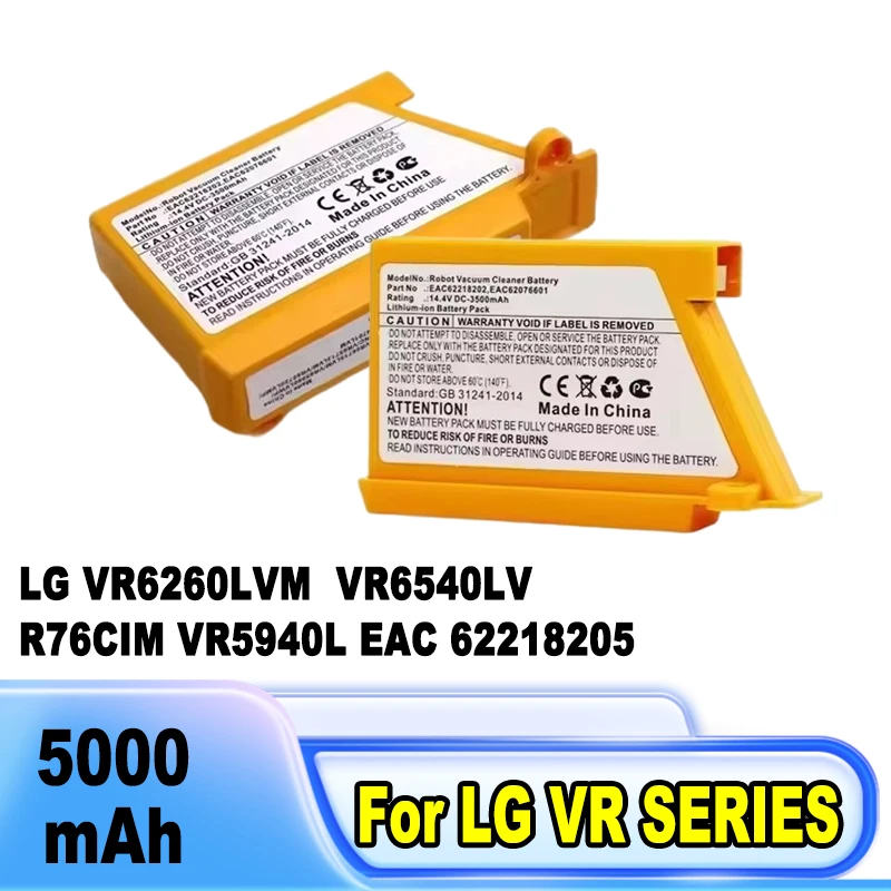 Обновление аккумулятора 5000 мАч, замена для робота-подметателя LG VR6260LVM VR6540LV R76CIM VR5940L 14,4 В EAC62218205