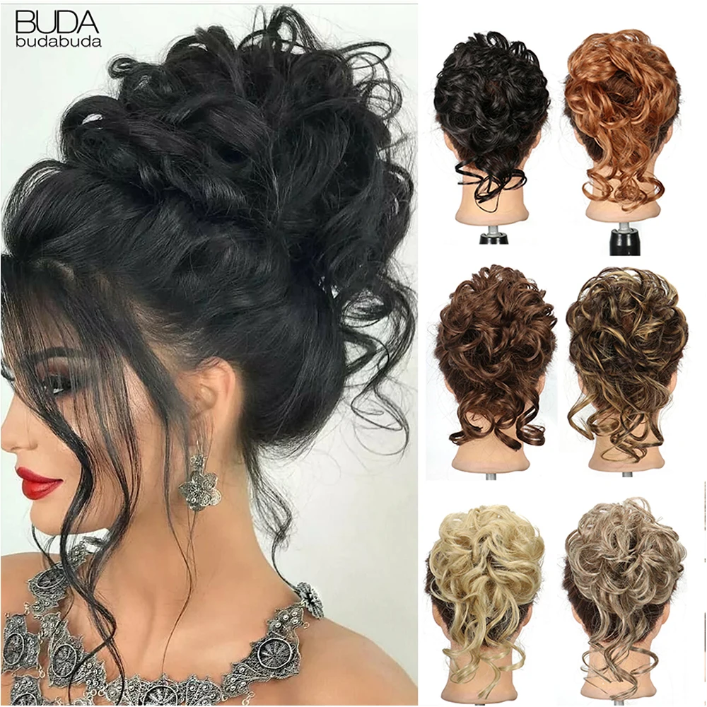 Синтетический шиньон Topknot, парик, термостойкая эластичная лента, кудрявые волосы, пончики, удлинители, аксессуар для женщин, булочки, волосы