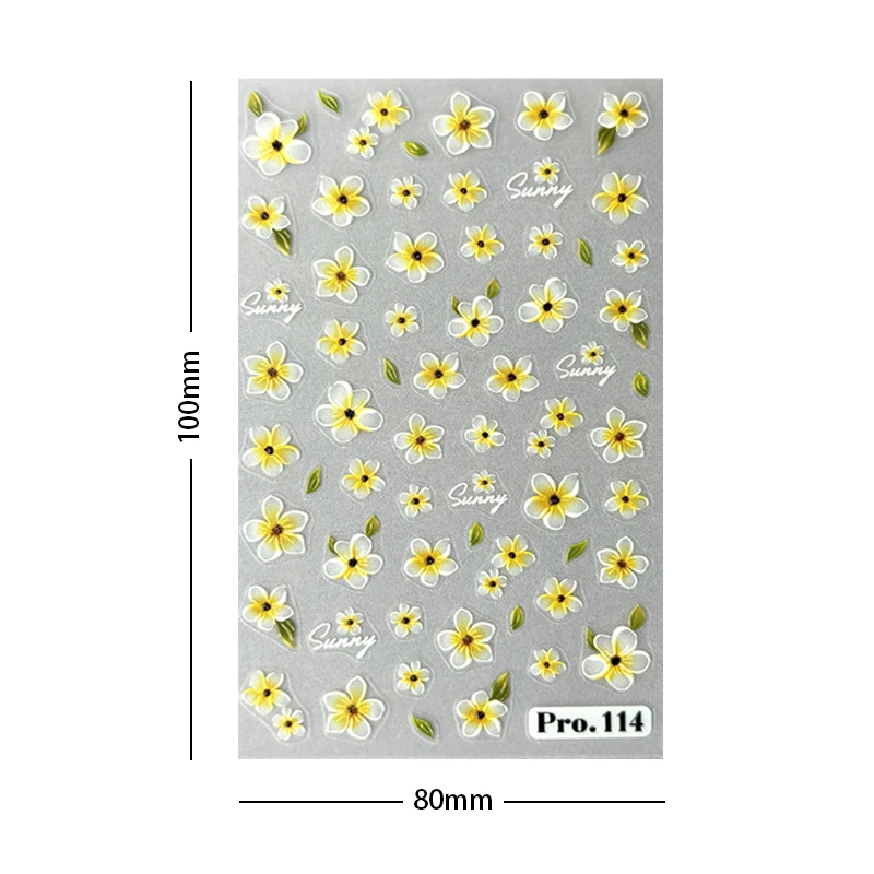 3D Flowers Nail Art Sticker White Black Yellow Petals Floral Adhesive Sliders Manicure Nail Stickers Decoration For Nail Tips (art.: 3920cab844b6c) - 3920cab844b6c