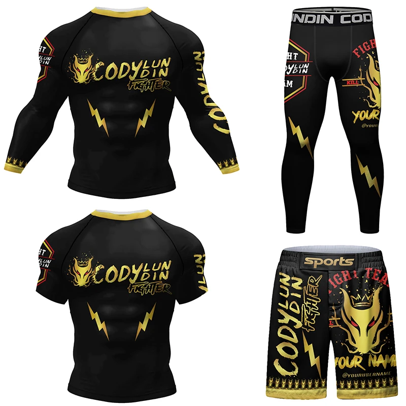 Спортивная одежда для ММА Jiu Jitsu Rashguard для мужчин компрессионная футболка для ММА брюки наборы Grappling Муай Тай шорты Bjj комплекты для кикбоксинга