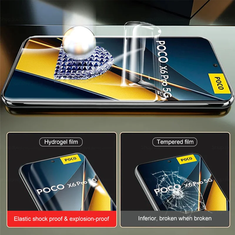 Фото głosem Pocophone Poko Little X6 X 6 Pro X6Pro Folia hydrożelowa 3 sztuki Miękki ochraniacz ekranu do Xiaomi Poco X6 Pro 5G Folia ochronna nie szkło №5