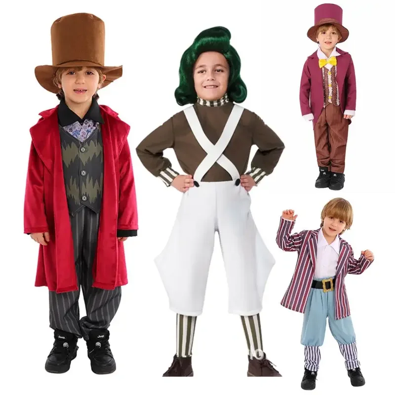 Детский костюм Oompa для косплея Loompa Fantasia, маскировочный детский комбинезон, топ и брюки, карнавальный костюм на Хэллоуин