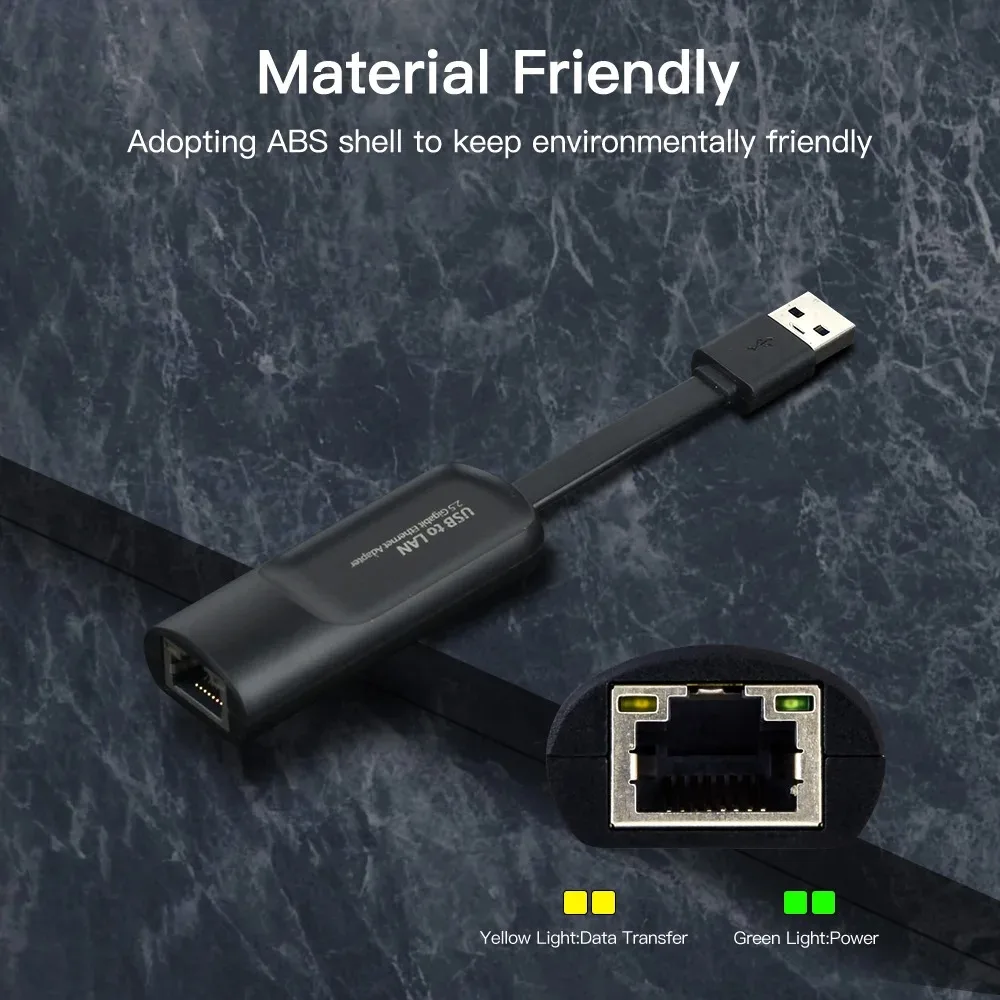 Фото Проводной адаптер 2500 Мбит/с USB C Type-C Ethernet на RJ45 2,5G USB 3,0, конвертер сетевой карты Lan для Windows 7/8/10 MAC, ПК, ноутбука №4
