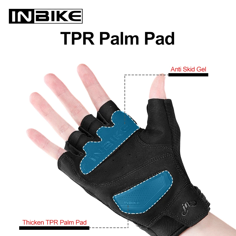 Фото INBIKE мотоциклетные перчатки мужские полупальцы с сенсорным экраном и TPR Palm Pad жесткие перчатки для суставов пальцев для мотоцикла, мотоциклиста, езды на велосипеде №4