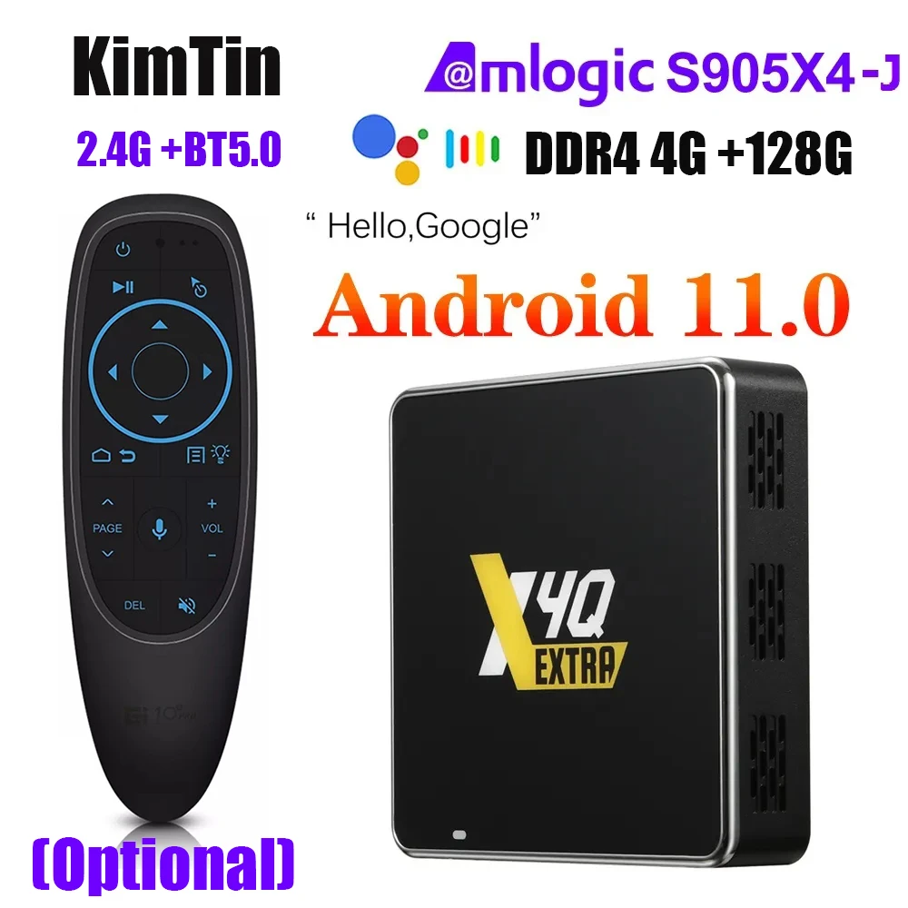ТВ-приставка Ugoos X4Q, 4 + 128 ГБ, Android 11, Winevine L1, LPDDR4, Amlogic S905X4-J, поддержка Google Voice, AV1, HDR, 1000M, BT, 4K