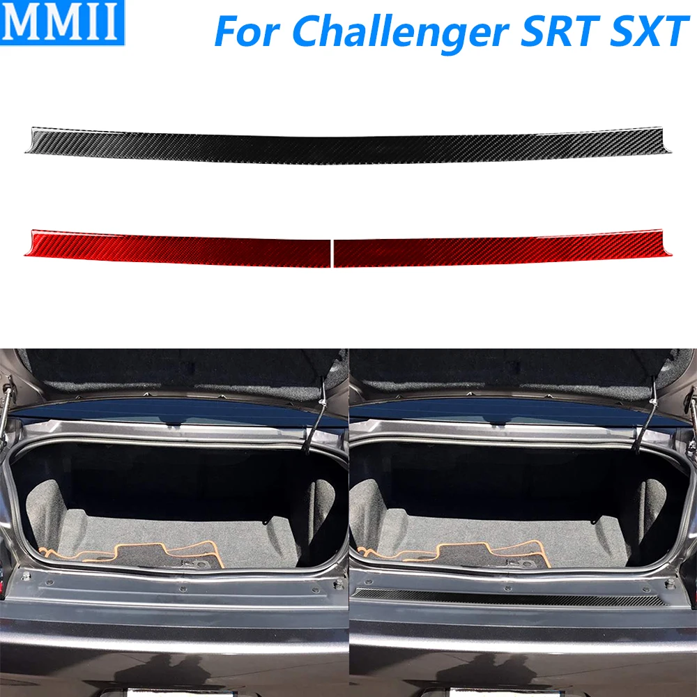 Для Dodge Challenger SRT SXT 2015-2025 углеродное волокно задняя дверь багажника внутренняя панель декоративные полоски автомобильные аксессуары наклейка