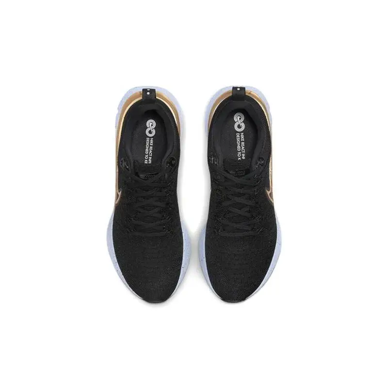 Фото Женские кроссовки Nike React Infinity Run Flyknit 2, черные, металлические, золотые, CT2423-009 №4