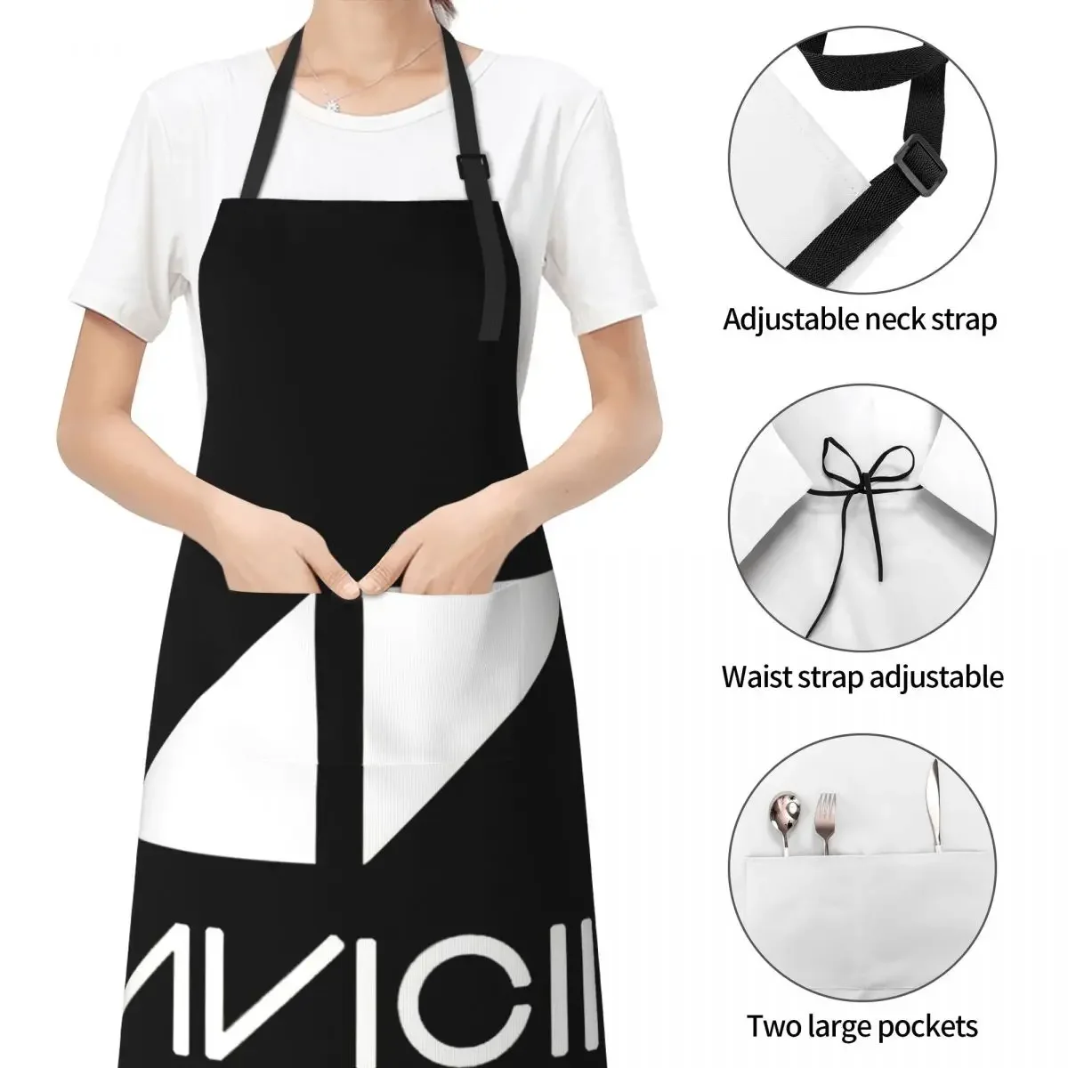 Фото Фартуки Avicii для шеф-повара, кулинарии, кухни, Tablier, водонепроницаемый нагрудник для чистки кухни, сарафан для женщин и мужчин, живопись №3
