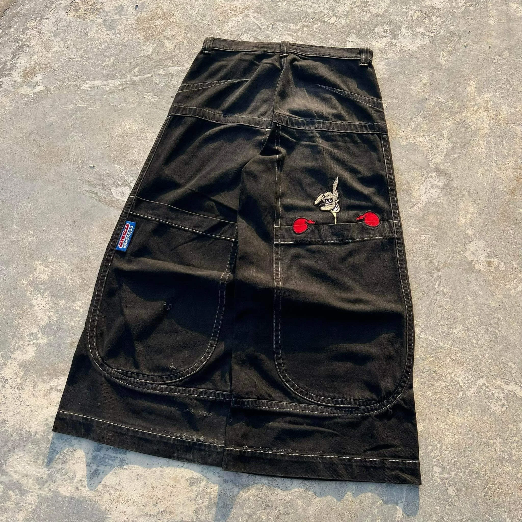 Хип-хоп American Jnco большой Y2K уличный Повседневный свободный джинсовый Карманный боксерский принт кенгуру джинсы с широкими штанинами для мужчин и женщин брюки
