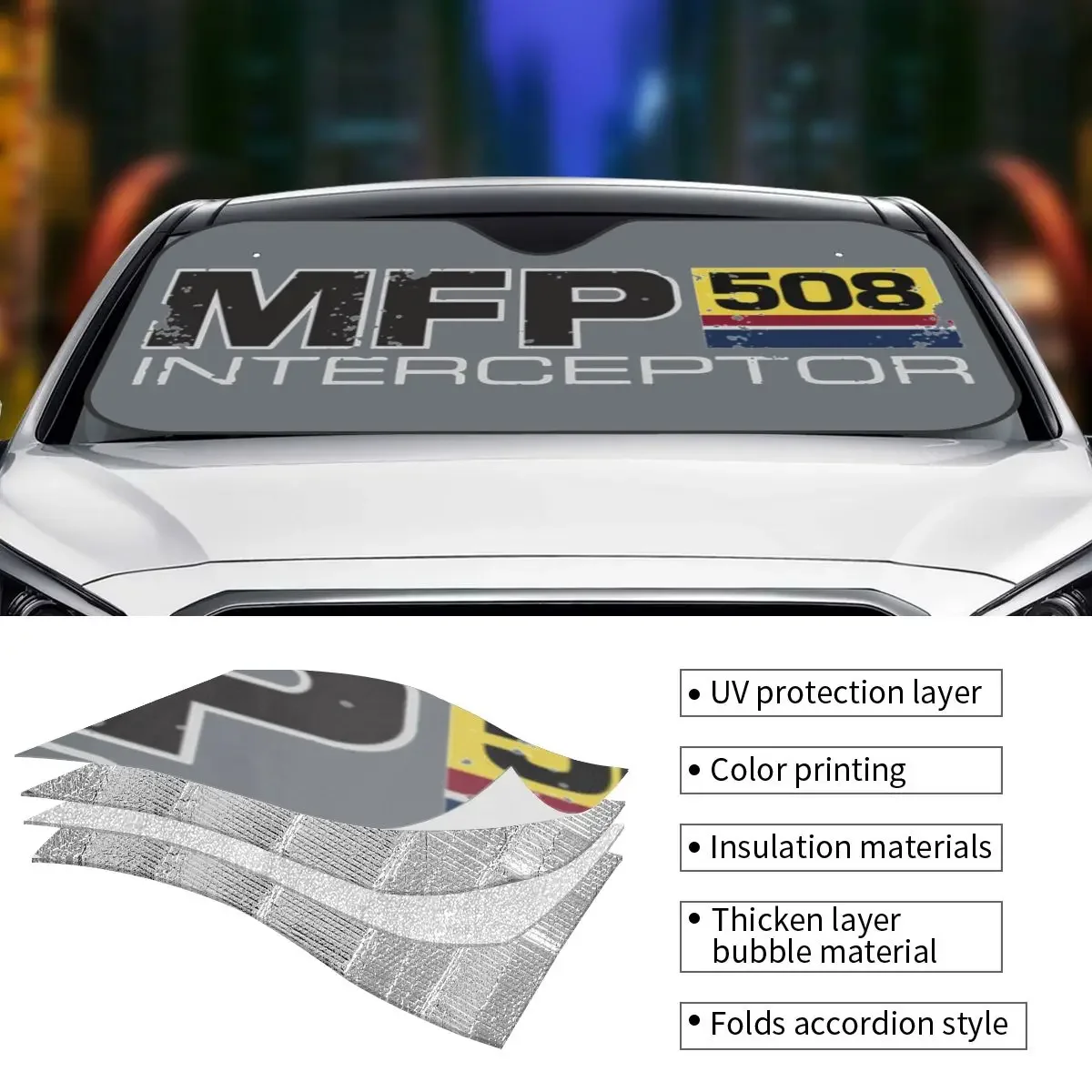 Фото Mad Max MFP Interceptor Main Force Patrol Полиэстеровое лобовое стекло Sunsha 76x140 см Алюминиевая фольга Солнцезащитный козырек Sun Sha Protect №5