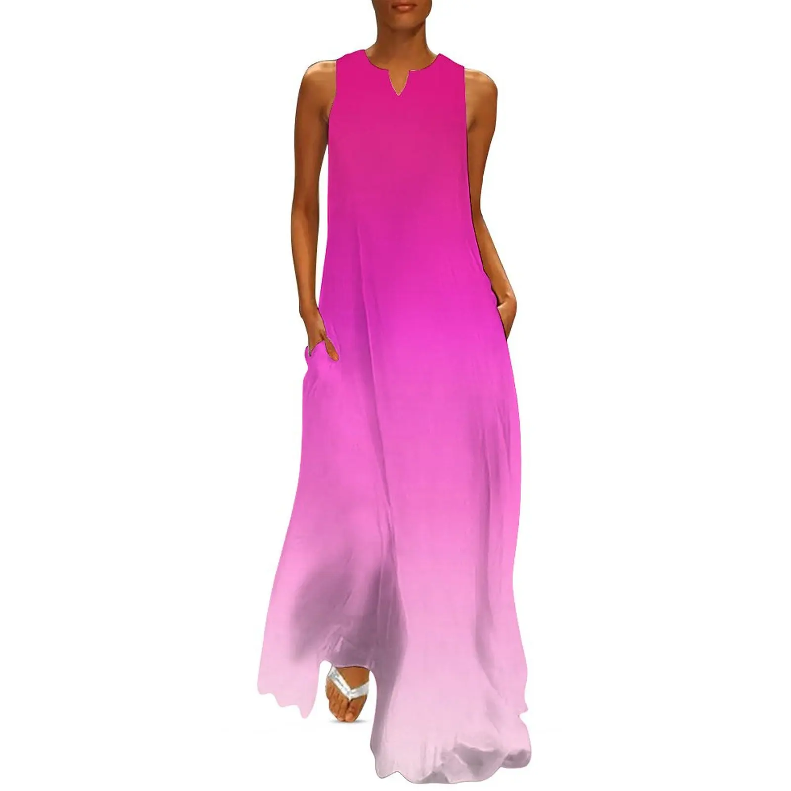 Длинное платье Think Pink Ombre Gradient Tie Dye, платья на день рождения для женщин, свободное женское платье, вечерние платья, женские платья