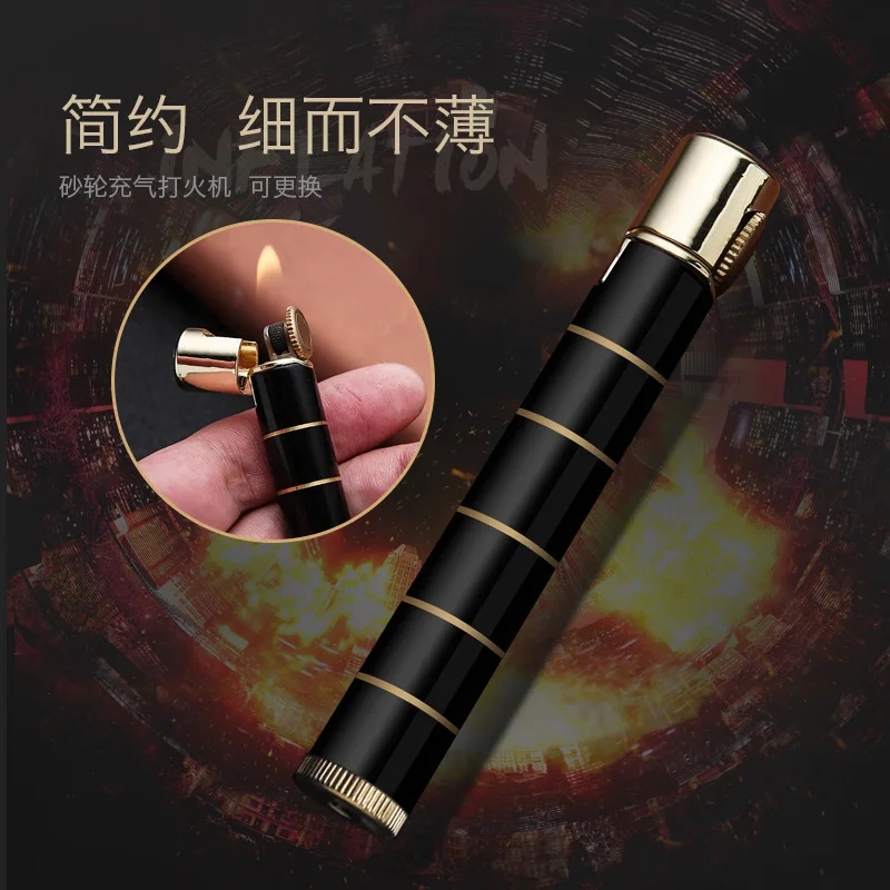 Baicheng мини-индивидуальная креативная надувная Зажигалка для сигарет, цилиндрическая металлическая зеркальная Мужская зажигалка для сигаре...