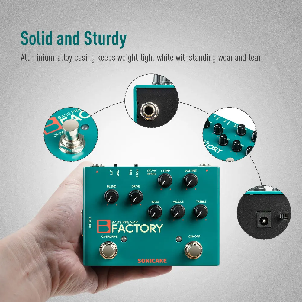 Фото SONICAKE B Factory QDS-05 Аналоговый басовый предусилитель Comp и гитарная педаль Overdrive - винтажный звук для подарков басистов №5