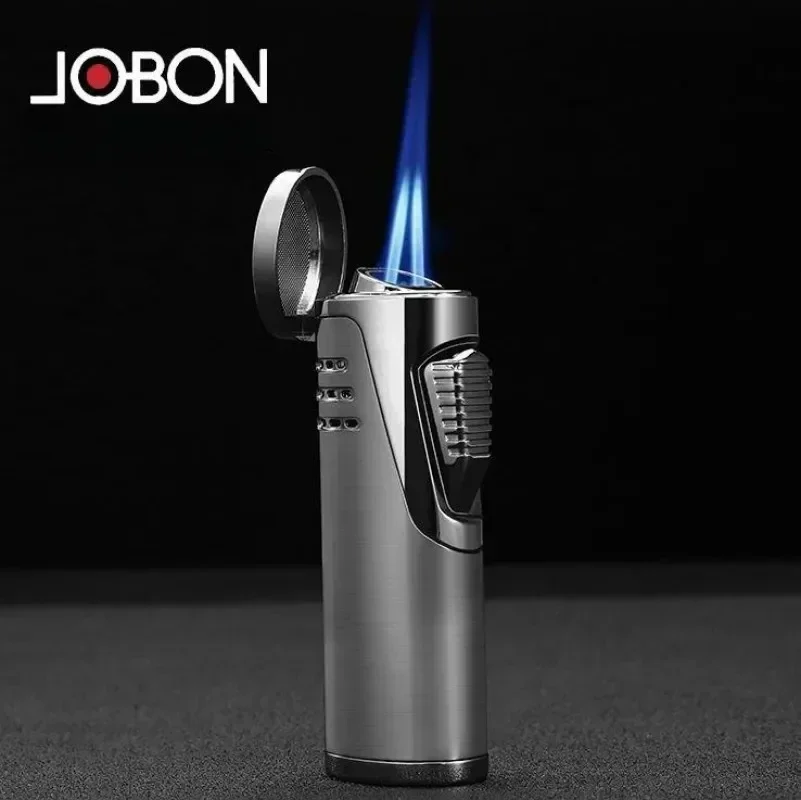 JOBON металлическая двойная турбо-зажигалка для сигар, многофункциональная зажигалка для сигар, прозрачная воздушная камера, любимый подарок для мужчин