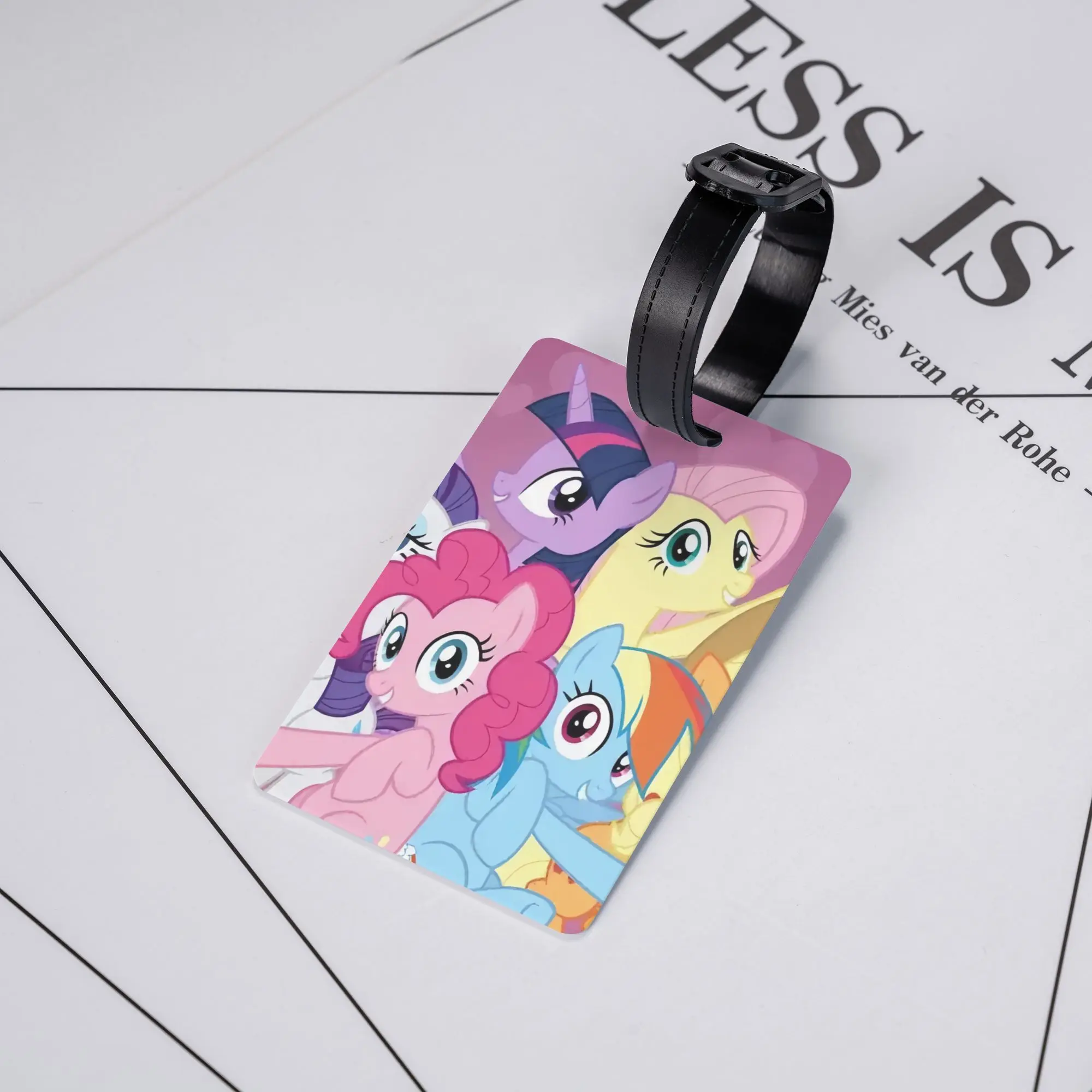 Фото Бирки с именем My Little Pony для путешествий на открытом воздухе, дорожные багажные бирки, водонепроницаемые съемные чемоданы из ПВХ с героями мультфильмов, сумки, рюкзаки унисекс №5