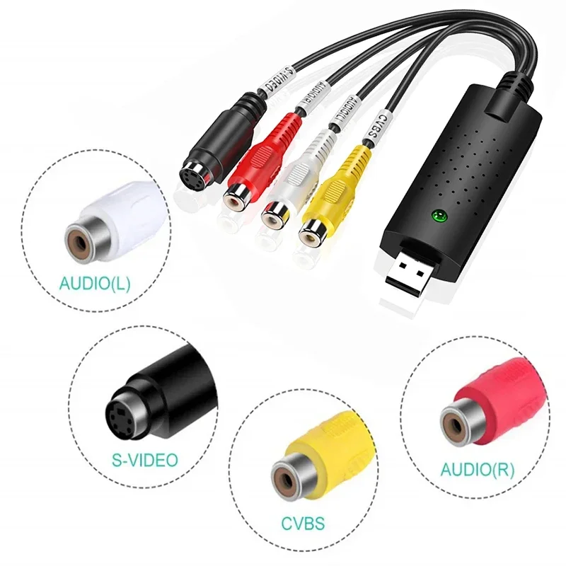 Фото USB-адаптер для карты захвата аудио и видео с USB-кабелем Конвертер видеозахвата USB 2.0 в RCA для ТВ DVD VHS Устройство захвата №4