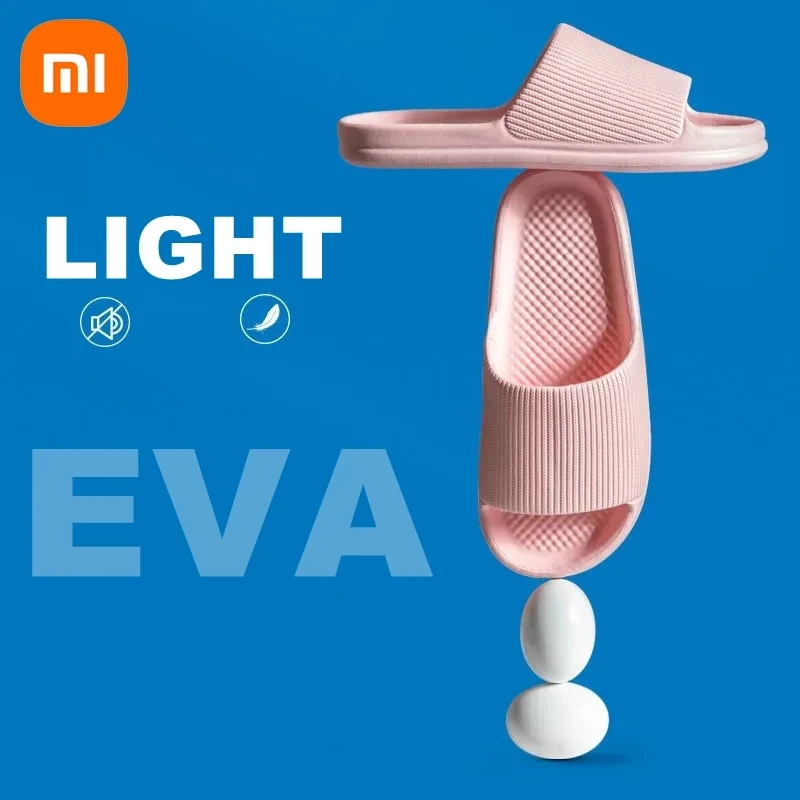 Фото Сандалии Xiaomi EVA для мужчин и женщин, Нескользящие износостойкие удобные домашние тапочки на толстой подошве, модные шлепанцы для ванной комнаты №4