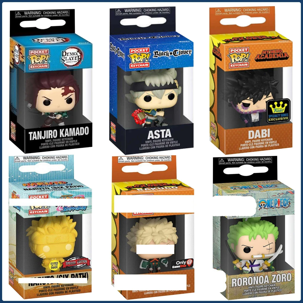 Карманный брелок FUNKO, популярные японские персонажи аниме Камадо Танджиро Наруто Зоро, мини-фигурки, подвеска, брелки, подарки
