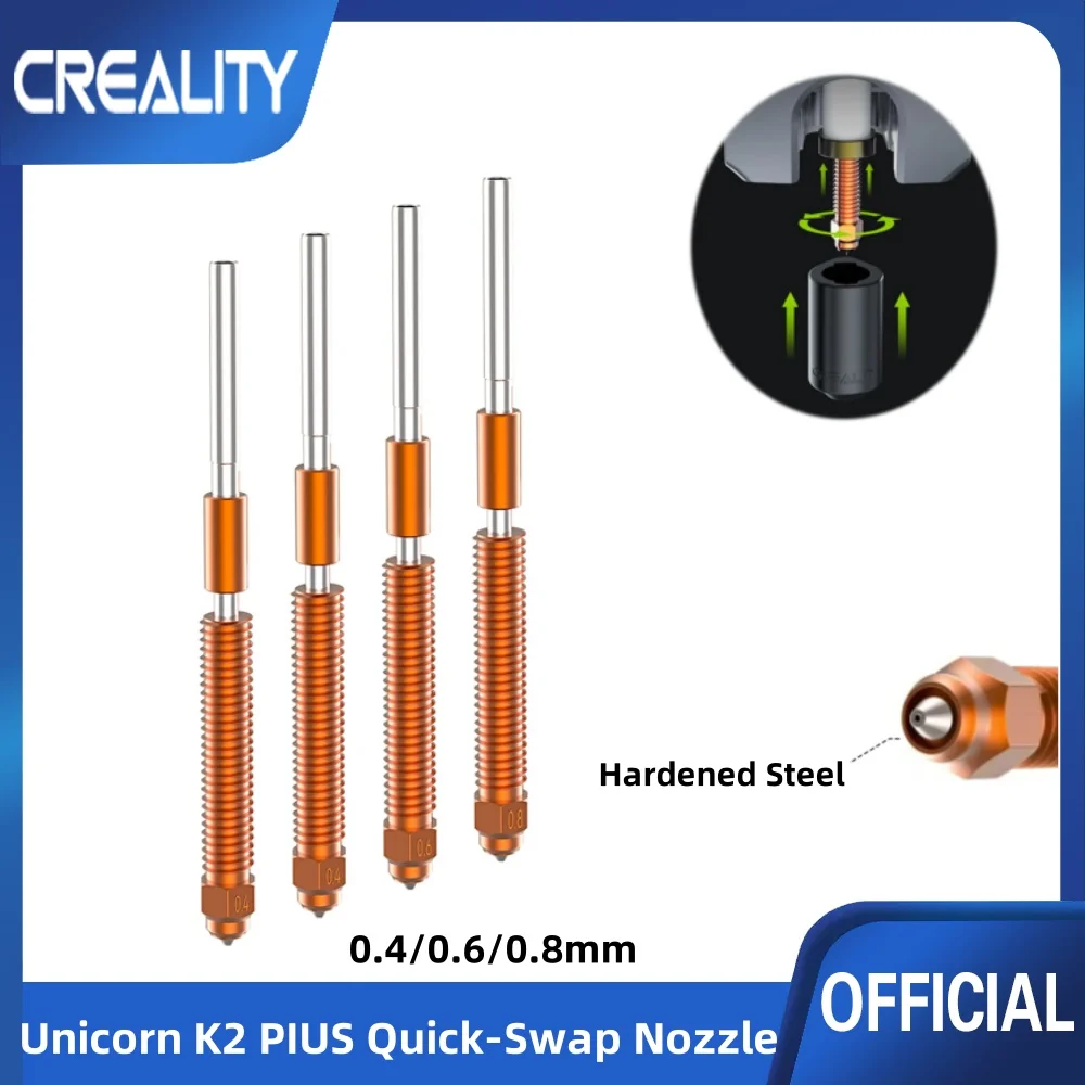 Официальные сопла Creality K2 Plus, быстросменное сопло для 3D-принтера 0,4/0,6/0,8 мм, сопло из медного сплава и закаленной стали для K2 Plus