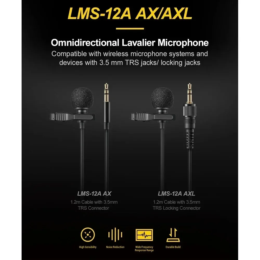 Фото Всенаправленный петличный микрофон Godox LMS-12A AX AXL, совместимый с беспроводными микрофонными системами и устройствами TRS 3,5 мм №5