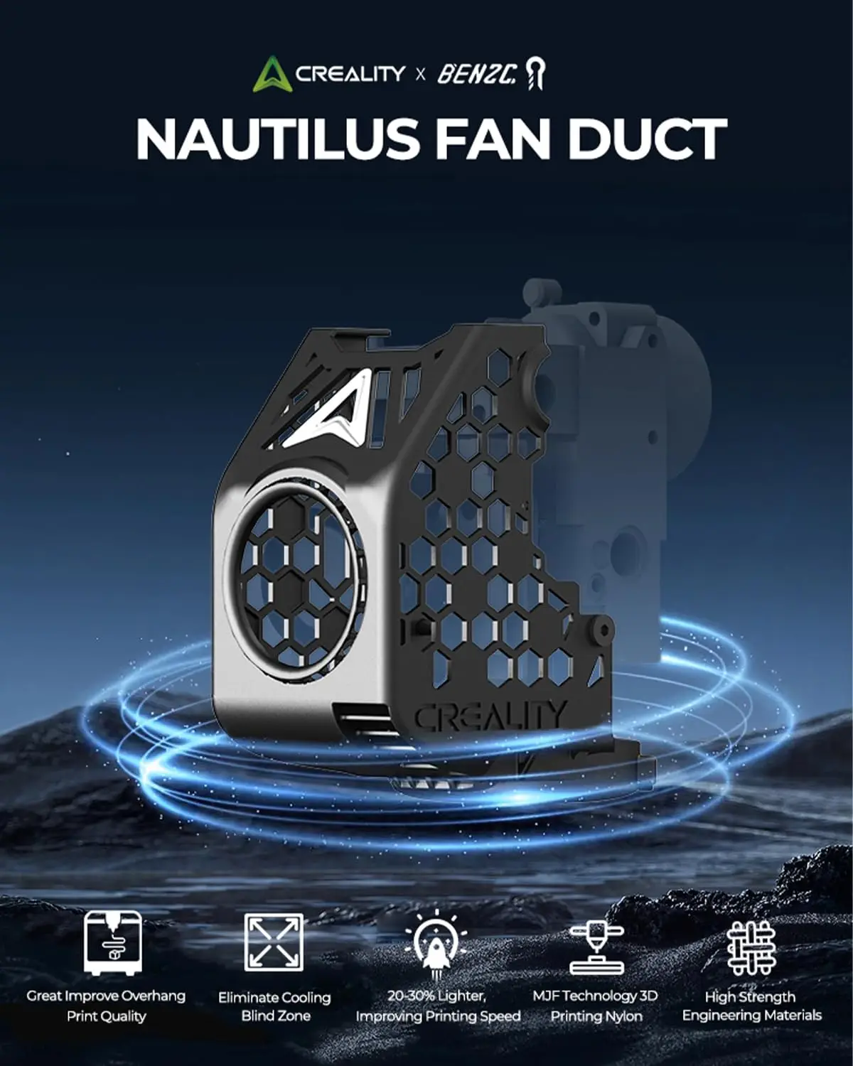 Фото Вентилятор Creality BEN2C NAUTILUS K1 MAX 360° °   Круговой канал охлаждающего вентилятора для обновленного аксессуара для 3D-принтера K1 Max/K1C/K1 SE №2