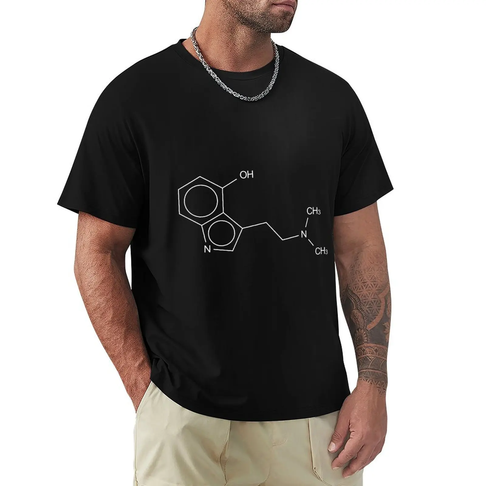 Футболка Psilocin Chemical Molecule Structure, эстетичная одежда, хлопковые мужские футболки, винтажная рубашка в стиле аниме, мужские хлопковые футболки