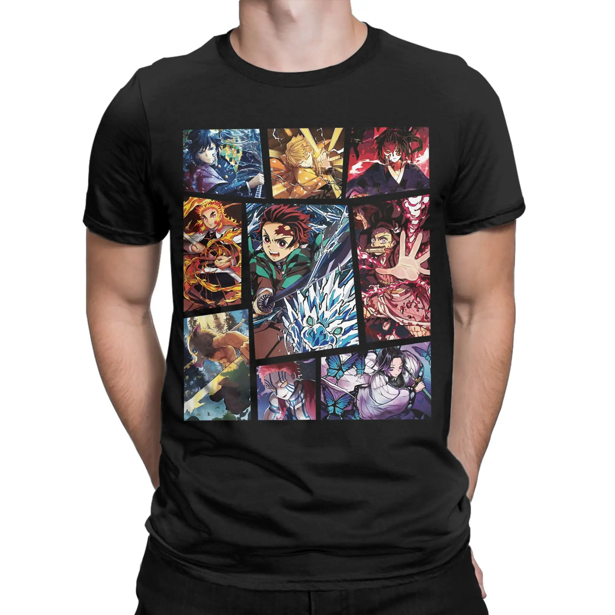 Фото Мужские футболки с аниме Believe Strong In Battle Demon Slayer, хлопковые футболки, летняя футболка с короткими рукавами в стиле ретро, повседневная футболка с круглым вырезом №2