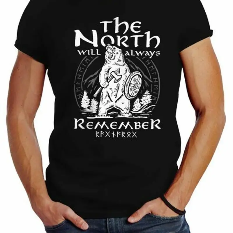 Мужская футболка Bear Wiking Adventure Runen the North Nature Fashion в уличном стиле