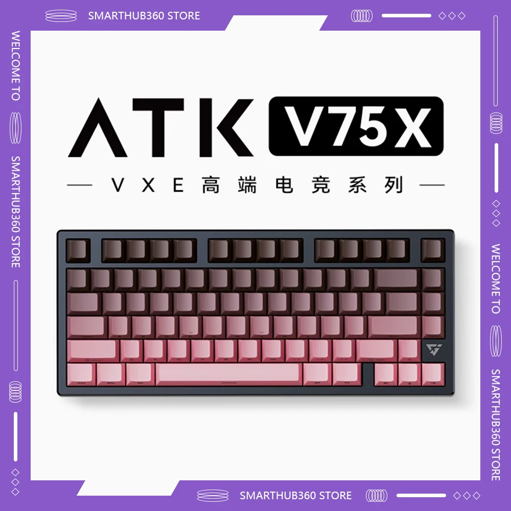 Механическая клавиатура Atk Vxe V75x, 1 мс, прокладка с низкой задержкой, с возможностью горячей замены, 2,4 г, беспроводная Bluetooth, проводная, трехрежимная, игровые аксессуары