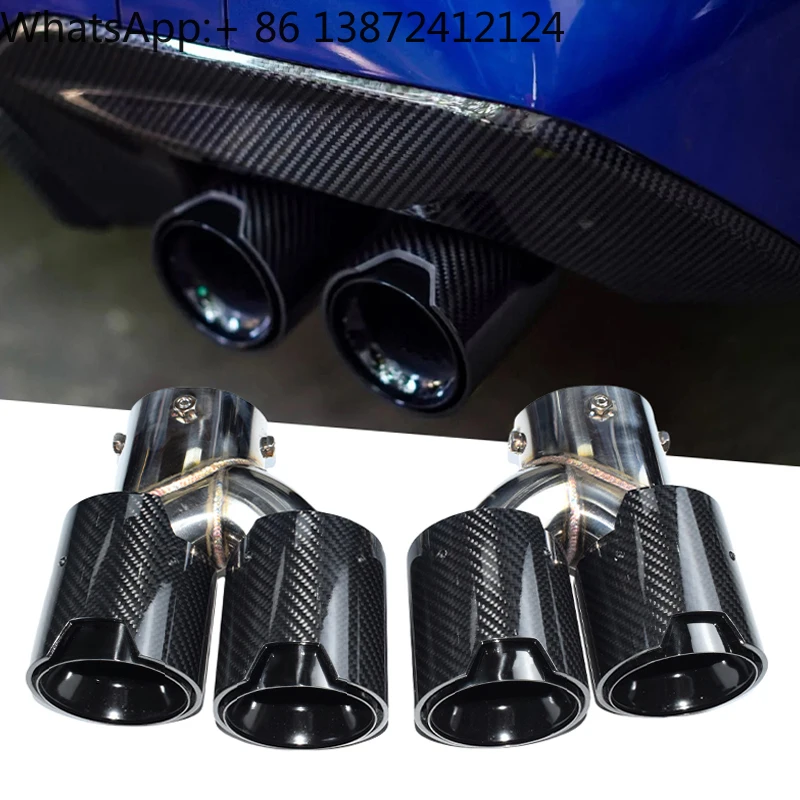 Наконечник выхлопной трубы DEX для BMW M240 M340 M440 G20 G21 G23 G42 M Performance 4, глянцевая двойная выхлопная труба из углеродного волокна, хвостовая труба
