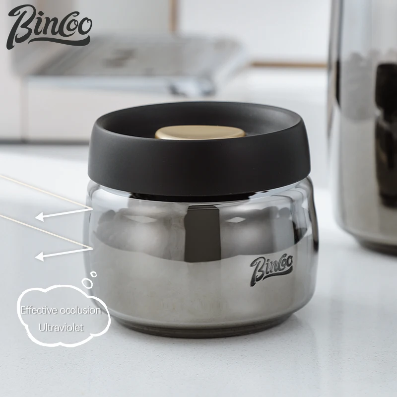 Фото Банка для хранения кофейных зерен Bincoo, стеклянная вакуумная герметичная банка, банка для хранения кофейного порошка нажимного типа №5
