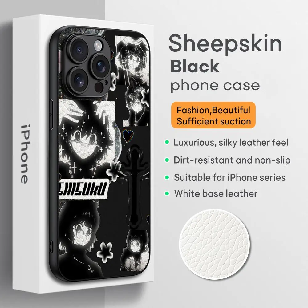 Shizuku крутой hxh аниме девушка узор Чехол для телефона для iPhone 16, 15, 14, 13, 12, 11 Plus Pro Max Limited Черный жесткий чехол из овчины