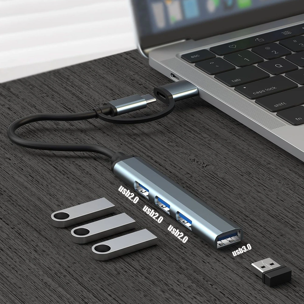 Usb-хаб USB3 0 Pemisah Kecepatan Tinggi U Disk Adapter Keyboard Portabel 4 в 1 Stasiun Dok Pengisi Daya Eksternal kotel