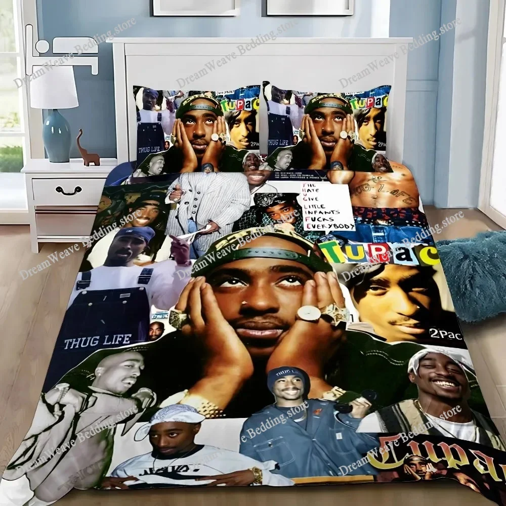 Фото Изысканные обои 3D 2Pac Tupac в стиле хип-хоп, комплект постельного белья с цифровой печатью, одеяло, кровать для молодежи, детей, девочек и мальчиков, роскошный подарок №2
