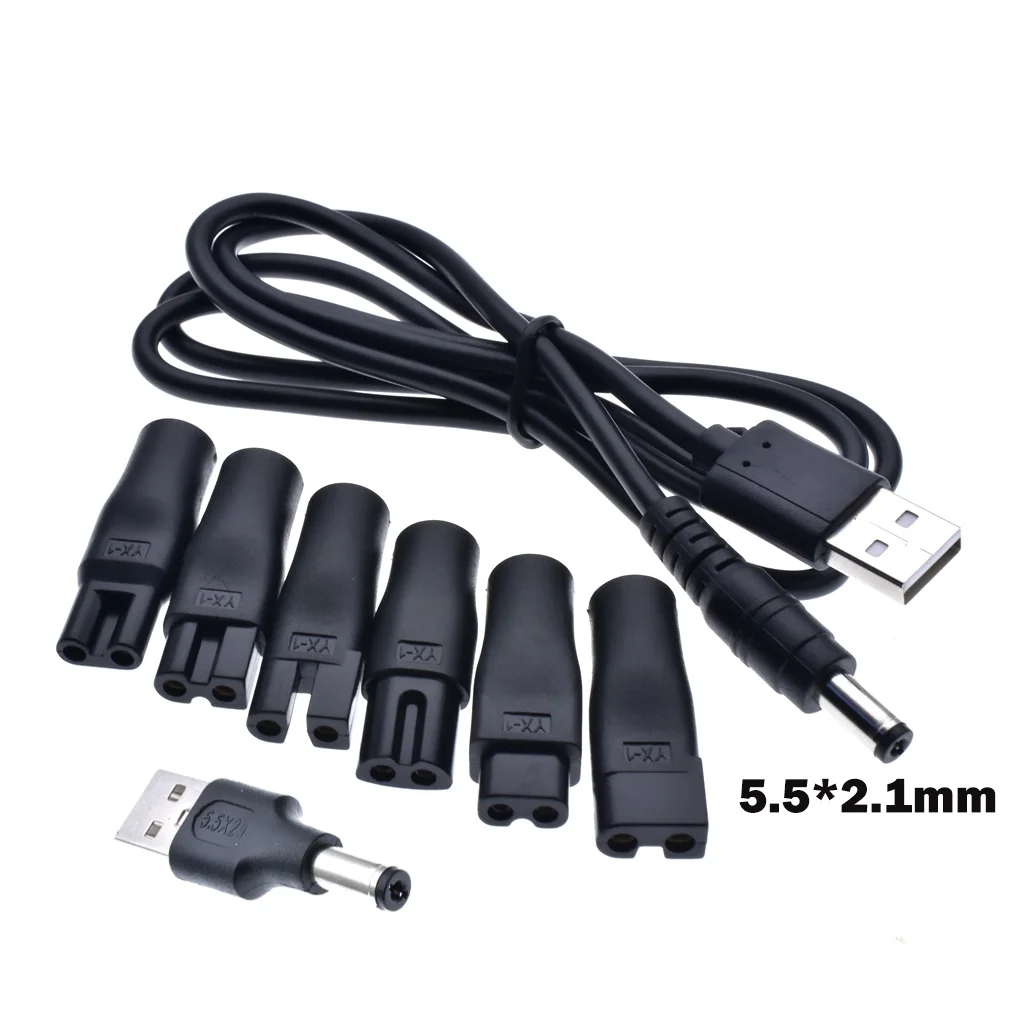 8 шт., шнур питания 5 В, Сменное зарядное устройство, USB-адаптер, подходит для всех видов электрических машинок для стрижки волос
