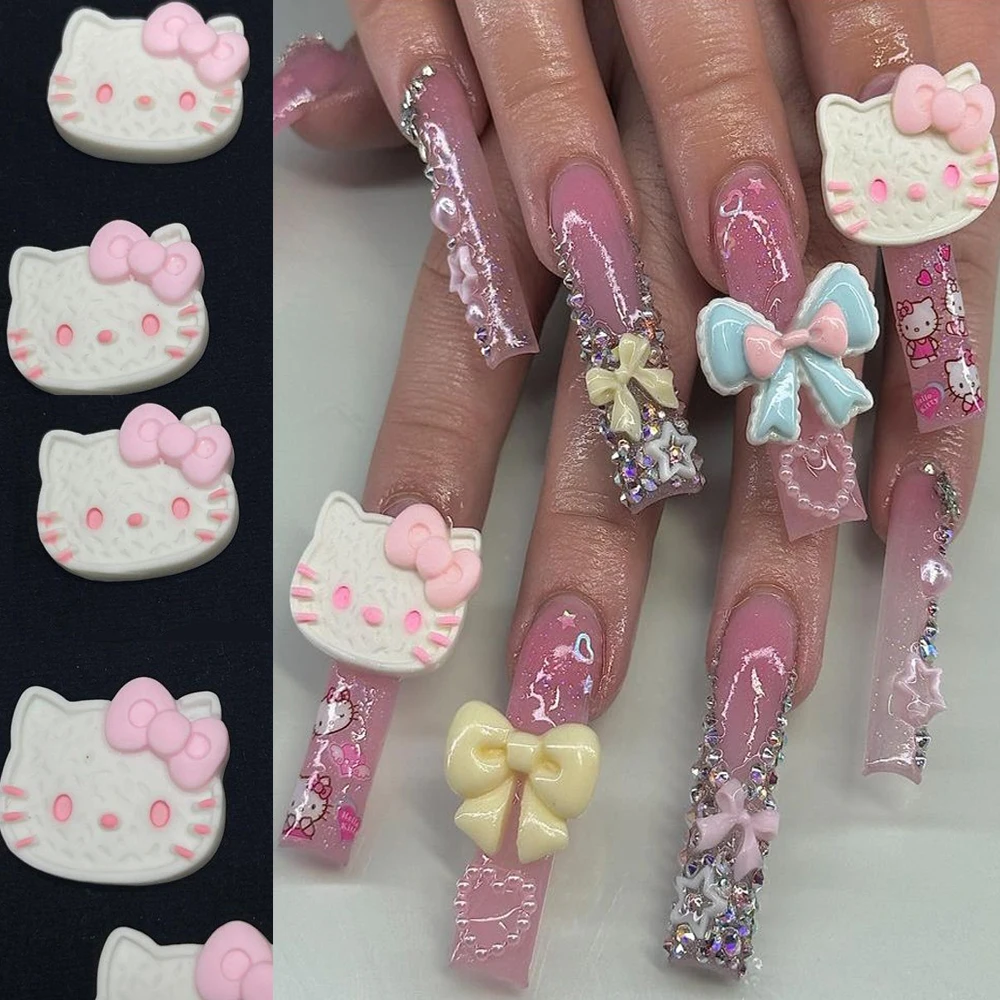 10 шт., мультяшное моделирование, масло с плоской задней частью, Hello Kitty, печенье, аксессуары из смолы, DIY крем-клей, заколка для волос/футляр для телефона/декор для ногтей