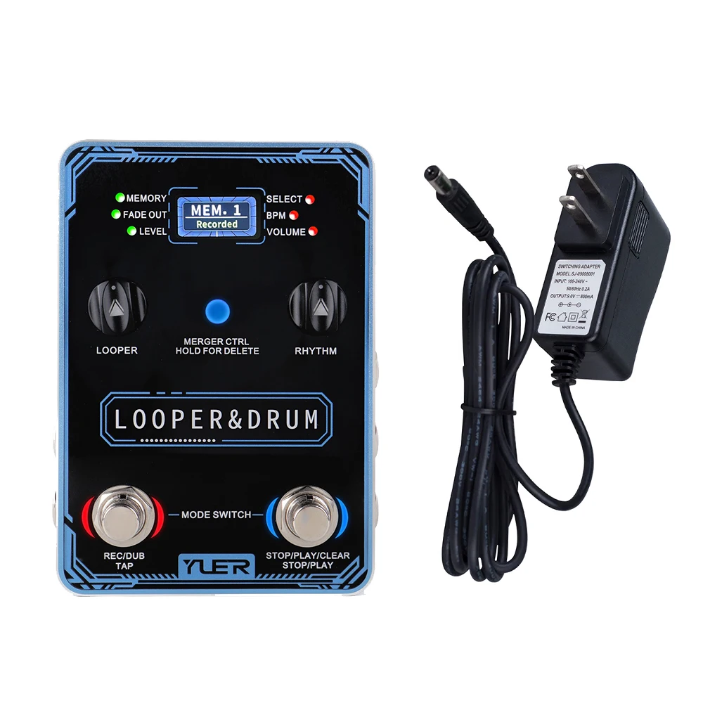 Барабанная машина для гитары Looper, педали для гитары, петли и барабан с фразой, хранилище 40, 100 барабанных ритмов, 10 метрономов, функциональные детали для гитары