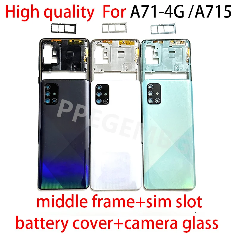 Чехол с полным покрытием корпуса A71 4G для Samsung Galaxy A71 A715 A715F задняя крышка аккумулятора средней рамки + объектив камеры + слот для Sim-карты