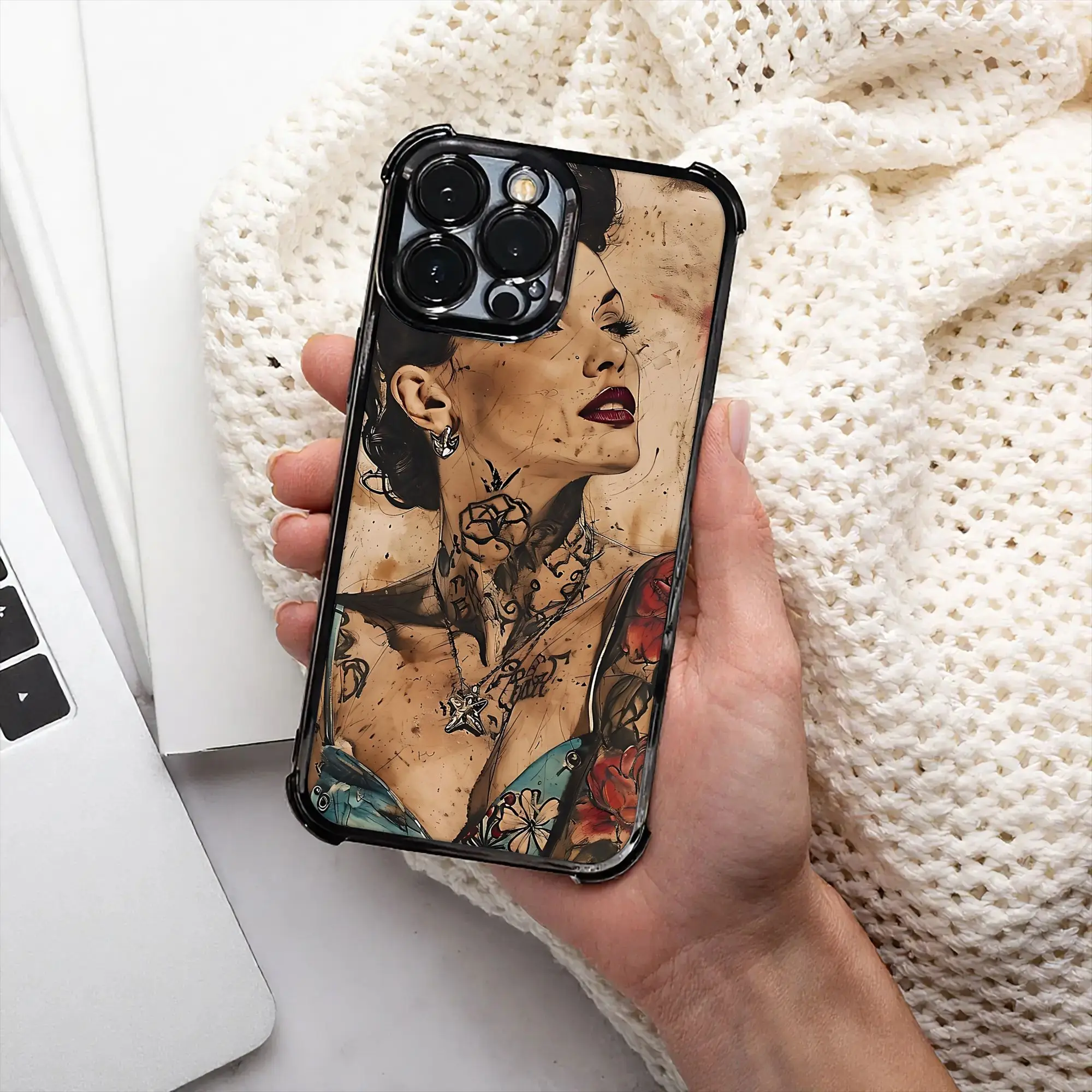 Чехол для iPhone с принтом «Женщина в чернильном гламуре», креативный дизайн, гальваническое покрытие, для различных моделей iPhone.