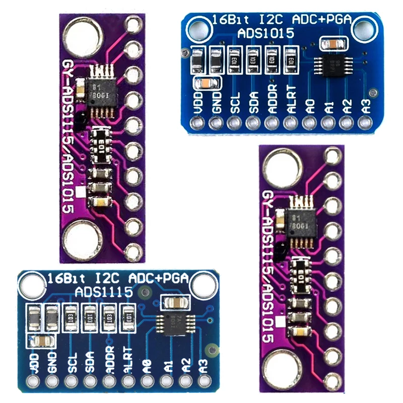 Фото 16 Bit I2C ADS1115 ADS1015 Module ADC 4 channel with Pro Gain Amplifier 2.0V to 5.5V for Arduino RPi №2