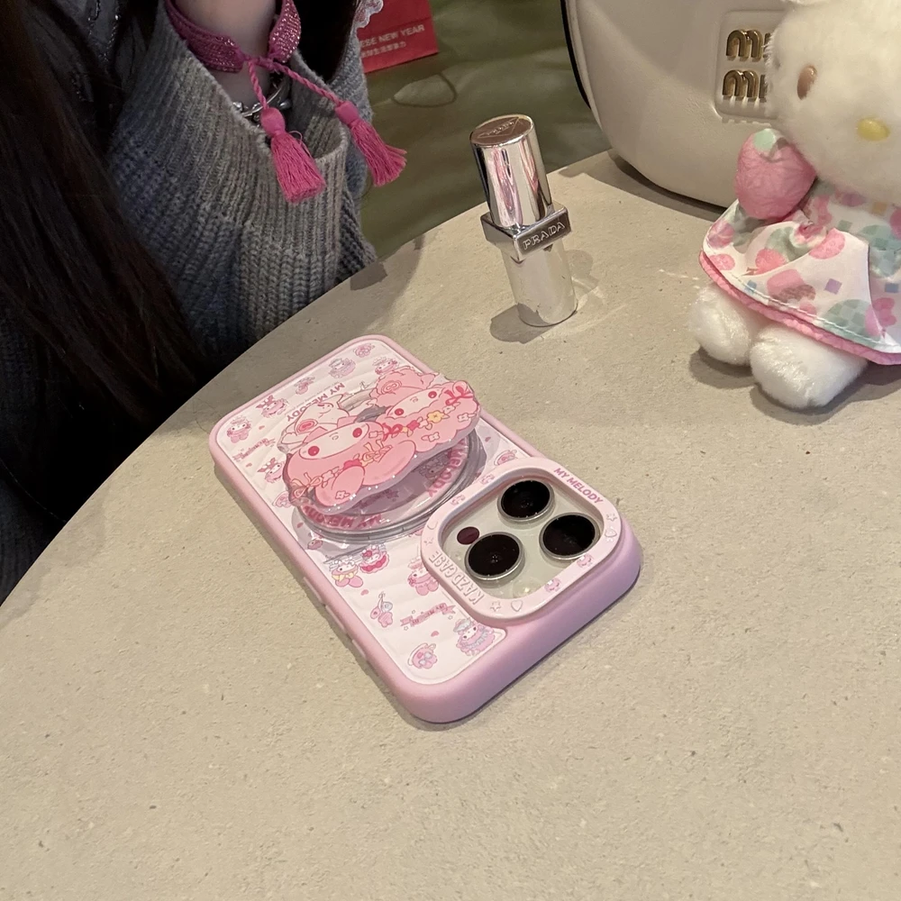 Фото Чехол для телефона Kawaii My Melody с подставкой Magsafe для IPhone 16, 15, 14, 13, 12, Pro Max Sanrio, милый модный защитный чехол в стиле аниме №5