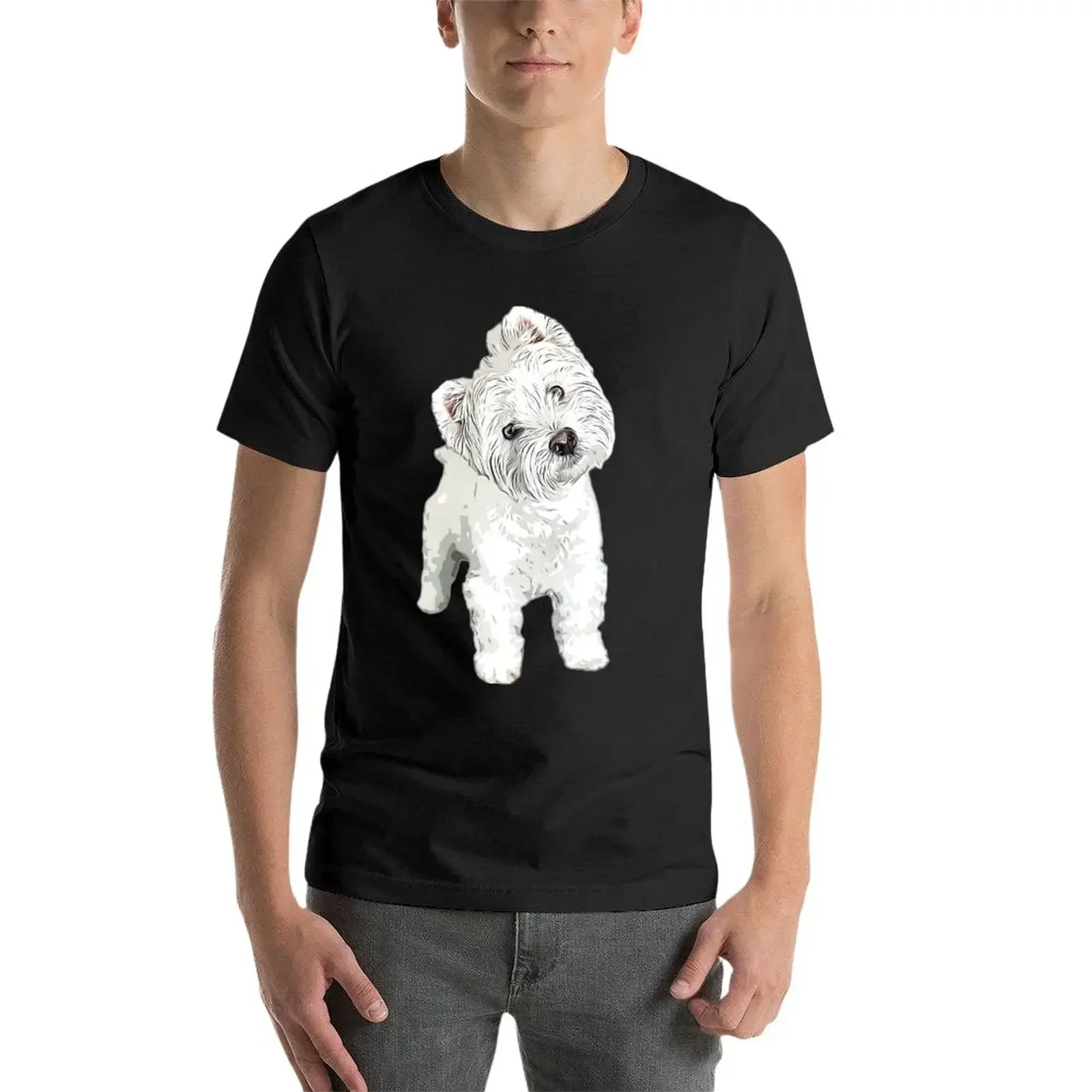 Фото West Highland Terrier Cutie футболка funnys для мальчиков, белые Забавные футболки для мужчин №2