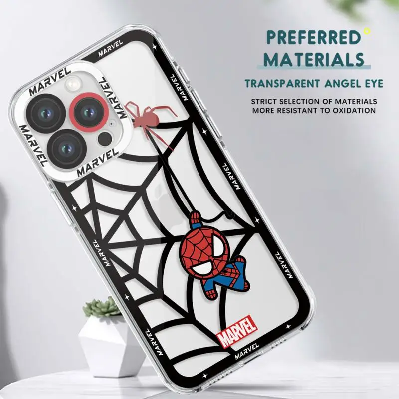 Фото Чехол для телефона для iPhone 14 13 12 Mini 11 Pro Max 15 8 X XR XS MSX 6 6S 7 SE 15Plus Прозрачный чехол с милым мультяшным Gwen Spider-Man №3